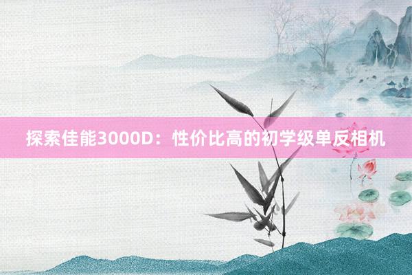 探索佳能3000D：性价比高的初学级单反相机